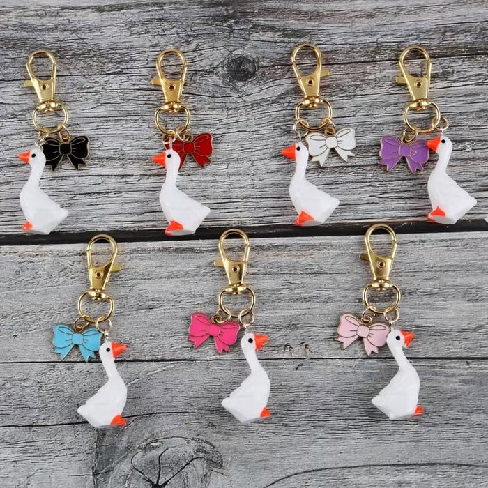 Goose with a bow keychain