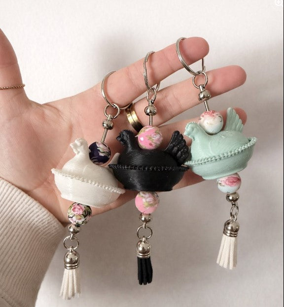 Hen in a Basket Keychain