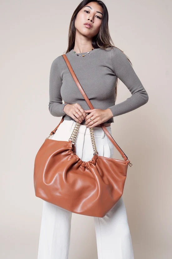 Slouchy Chain Shoulder Bag – Brown or Black