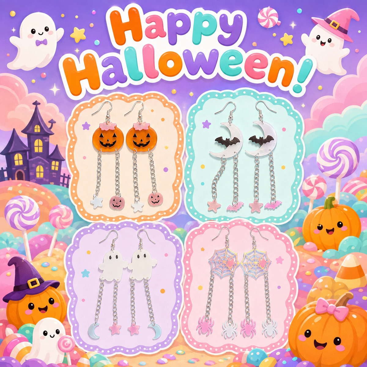 Happy Halloween Statement Earrings – Preorder