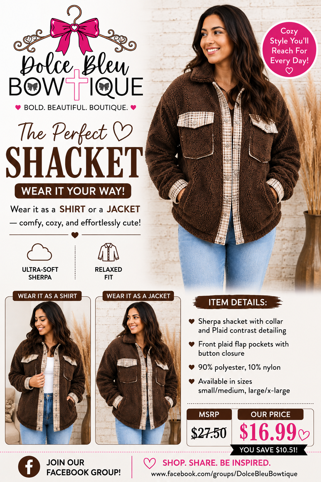 Plaid Accent Shacket – Including Plus Size!