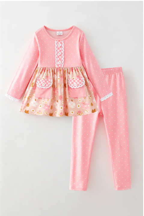 Sisters Matching Fall Floral Set & Footed Sleeper – Preorder