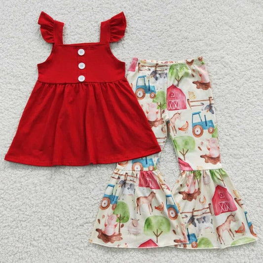 Little Girl boutique farm bells with tank