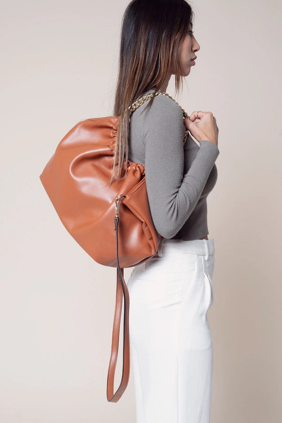 Slouchy Chain Shoulder Bag – Brown or Black