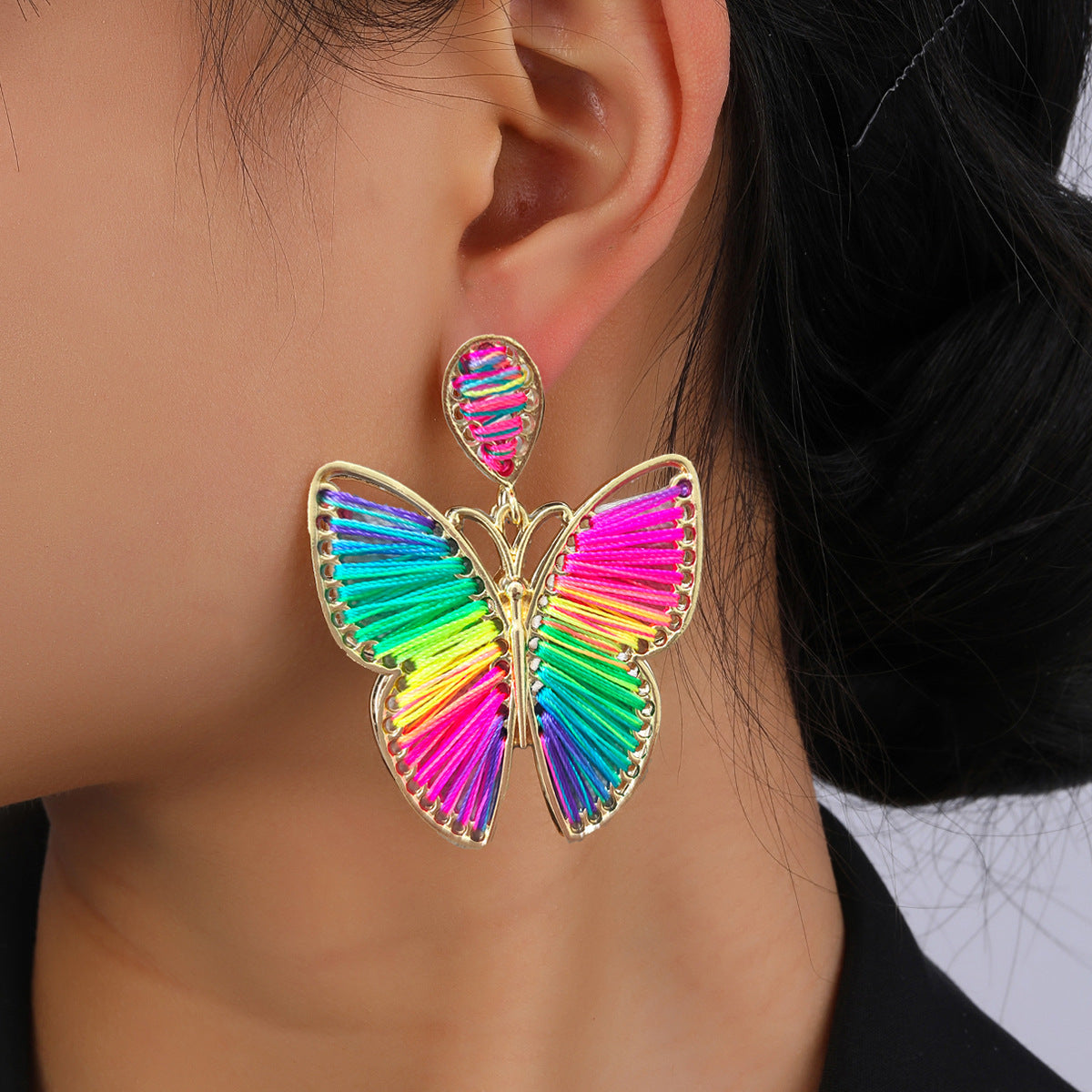 *Bright & Colorful Butterfly Drop Earrings*