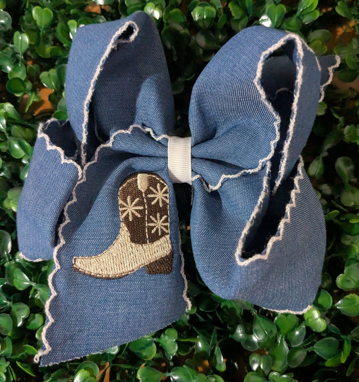 Cowgirl Denim Embroidered Bow