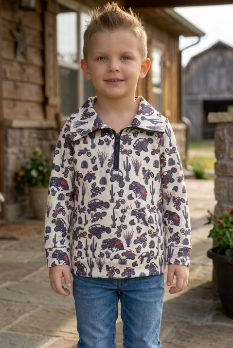Boys Jeep, Dirt Bike & Side-by-Side 3/4-Zip Pullover – Preorder