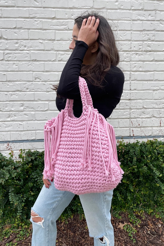 Macrame Fringe Bag – Boho Cotton Handbag