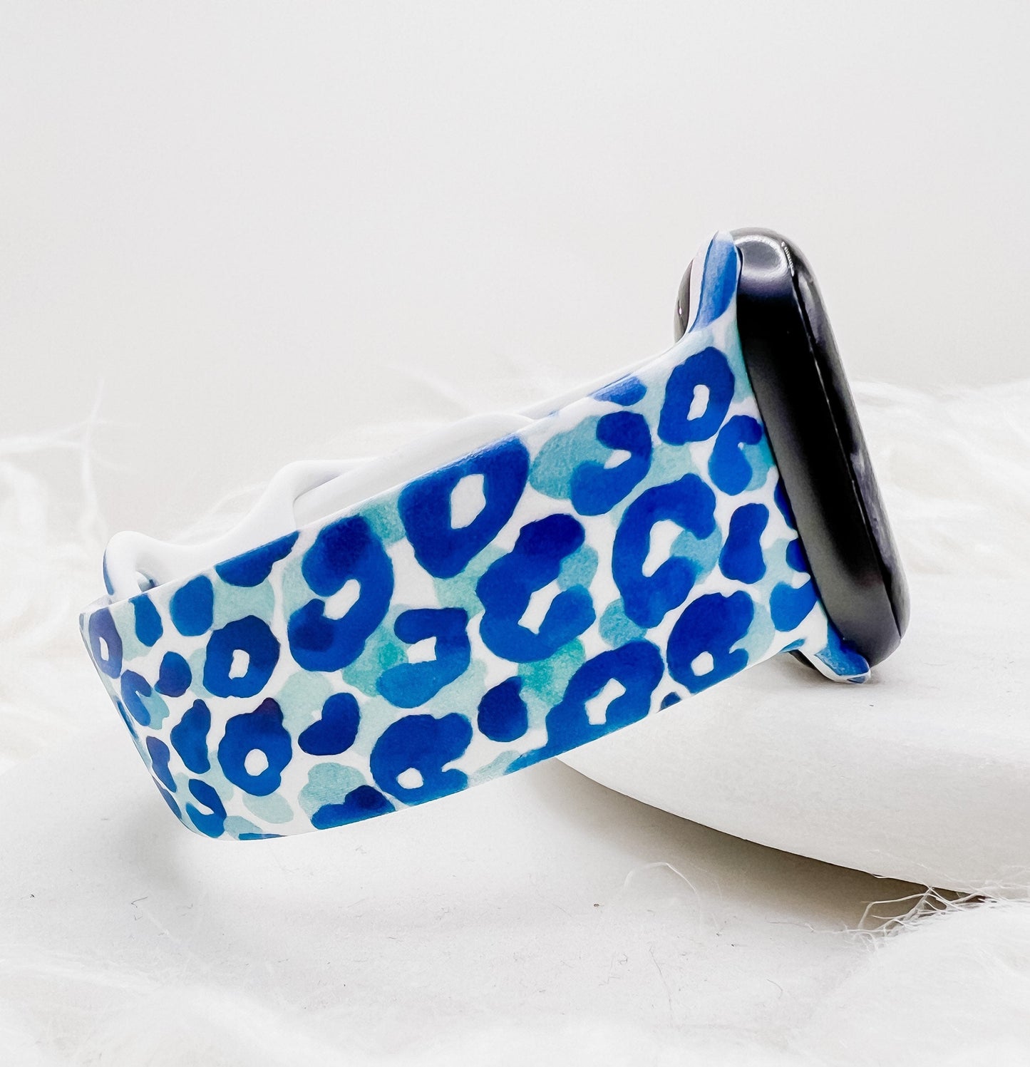 Watercolor Blue Leopard Watch Band