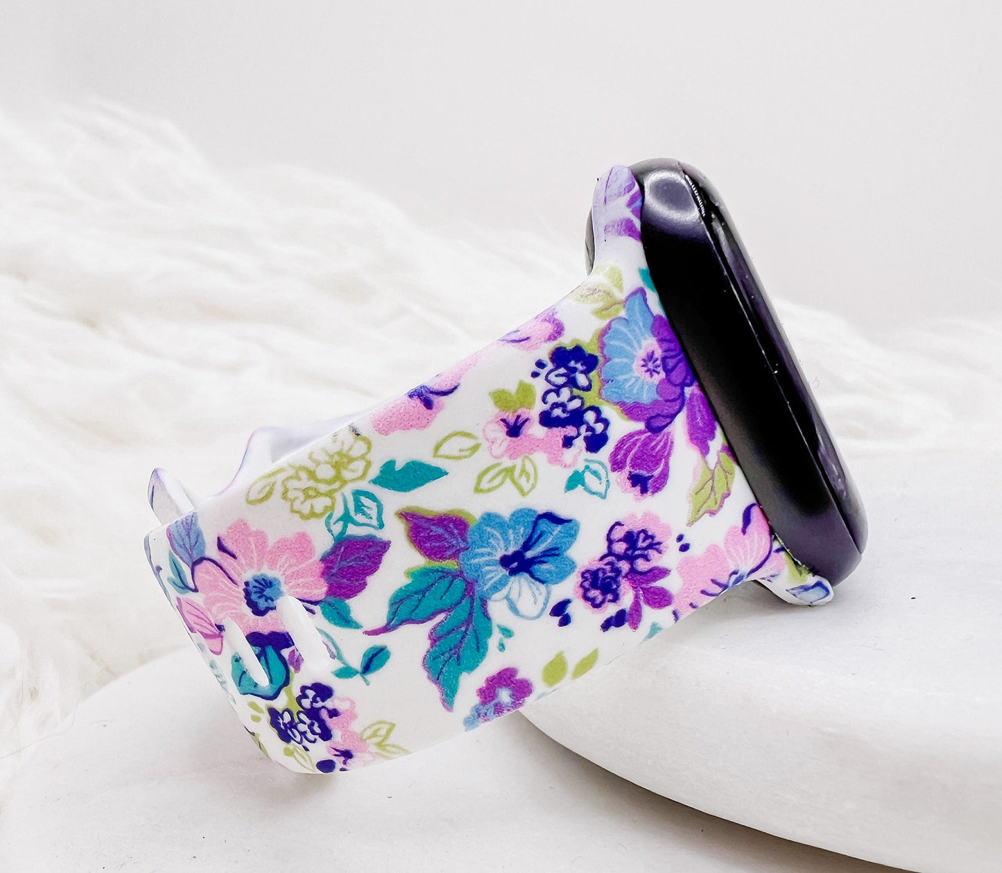Purple Blue Pink Watercolor Floral Watch Band