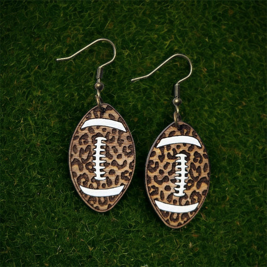 Leopard Print Football Earrings