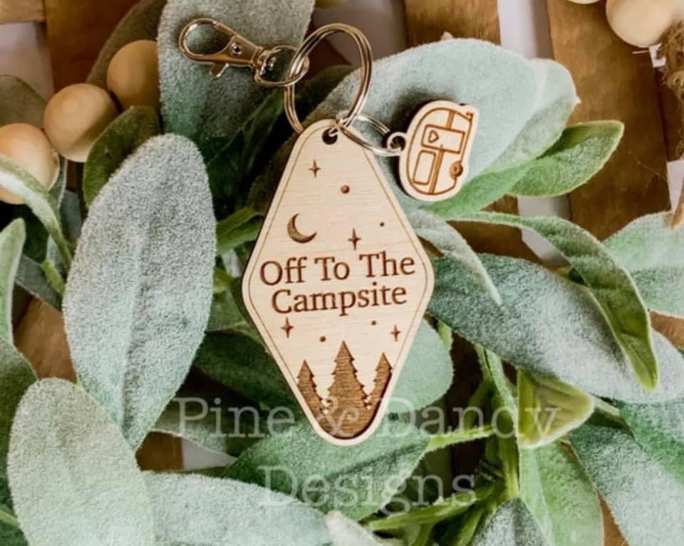 "Off to the campsite" keychain