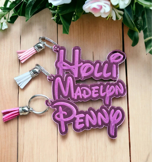 Personalized, custom Disney-Inspired Name Keychain or Bag tag