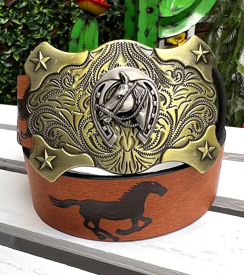 Kids Horseshoe Gold Belt Buckle – Preorder