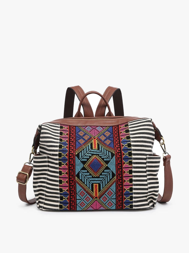 Aztec Black Stripe Convertible Backpack Purse