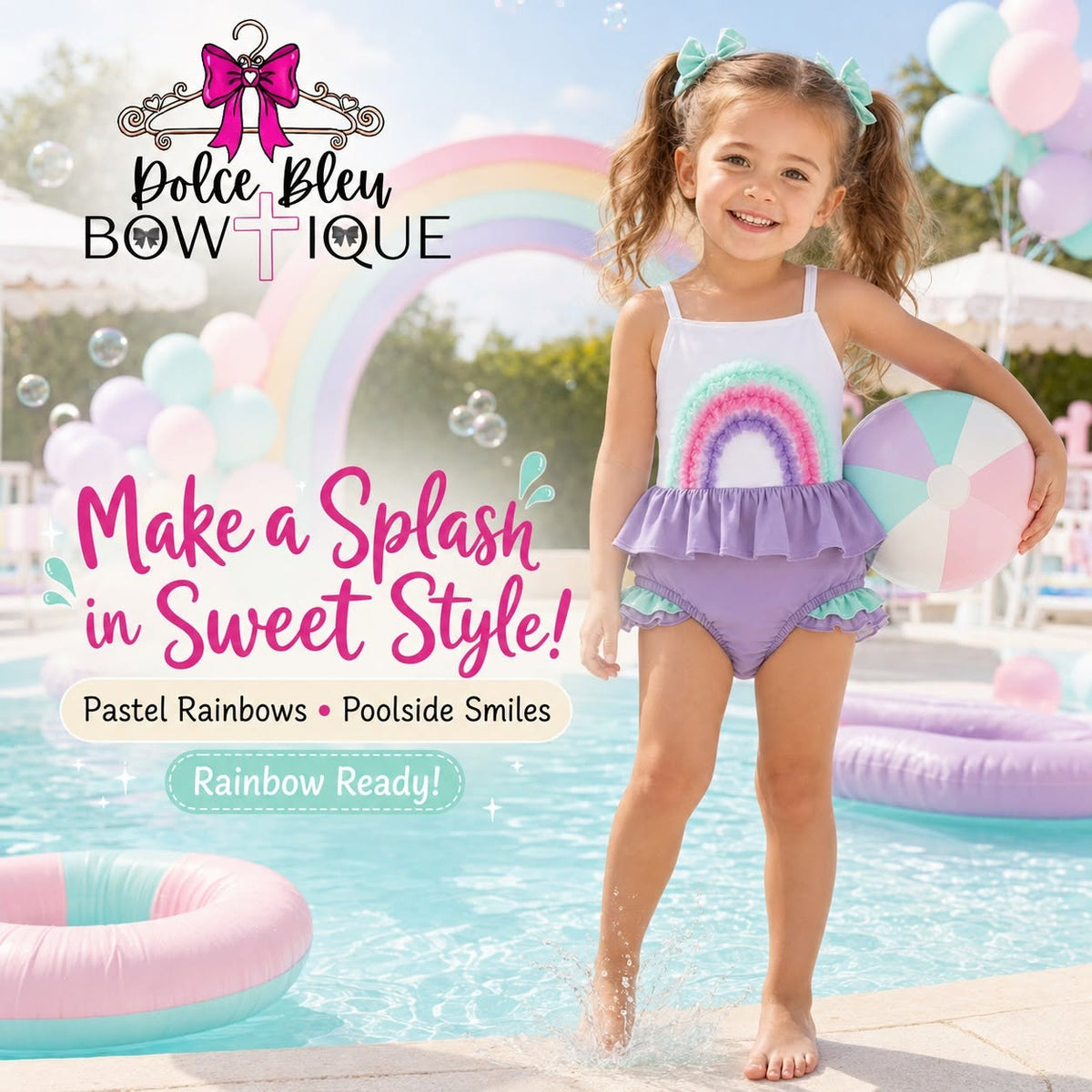 Ruffled Pastel Rainbow Swimsuit