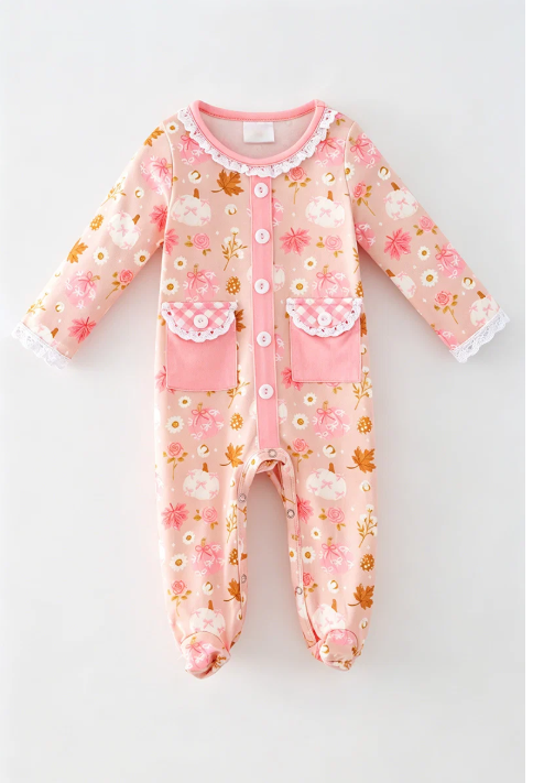 Sisters Matching Fall Floral Set & Footed Sleeper – Preorder