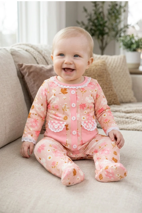 Sisters Matching Fall Floral Set & Footed Sleeper – Preorder
