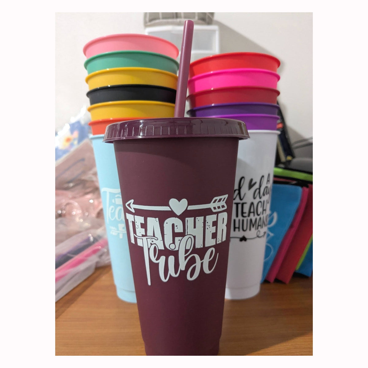 Gift for Teachers - Best Teacher Ever Gift Caddy – Cup, Crocheted Bouquet & Accessories